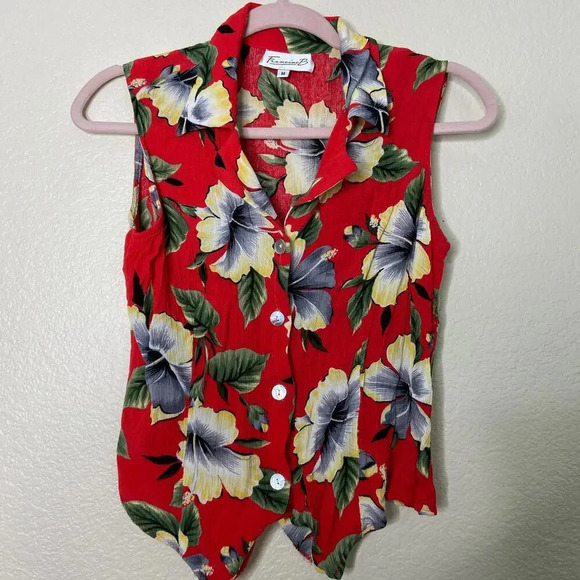 Vintage Red  Hawaiian 2-piece Shorts Set - Picture 2 of 12